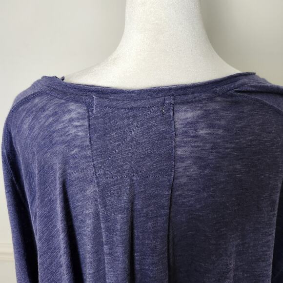 We The Free People Shirt Sz Large Womens Blue Aria Trapeze Oversized Tunic Tee - Picture 5 of 13